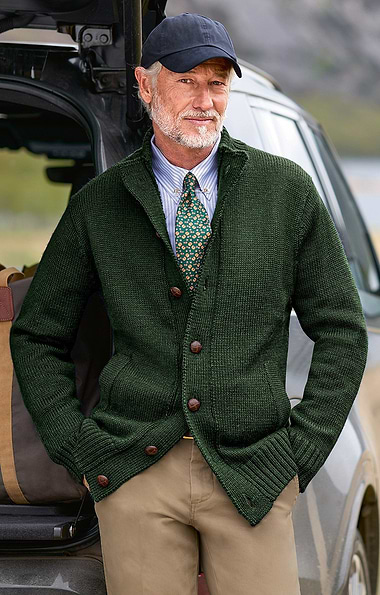 Men's Pure New Wool Football Button Cardigan