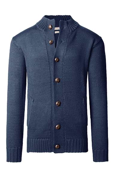 Men's Pure New Wool Football Button Cardigan