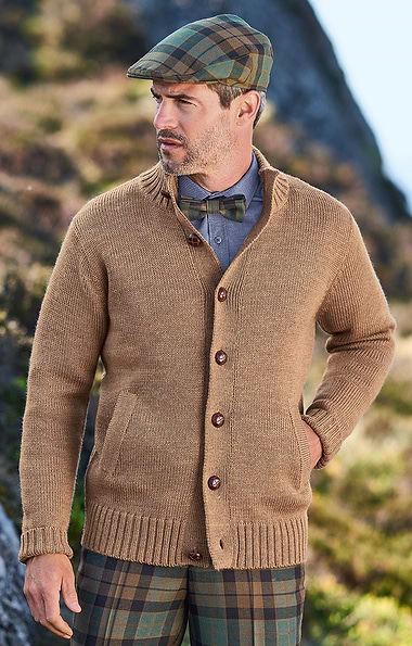 Men's Pure New Wool Football Button Cardigan