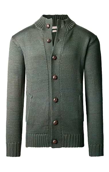 Men's Pure New Wool Football Button Cardigan