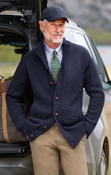 Men's Pure New Wool Football Button Cardigan