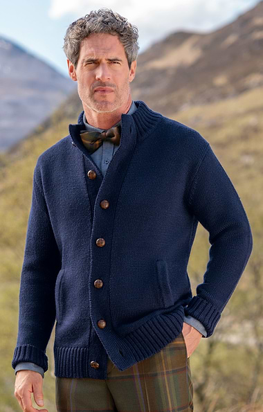 Men's Pure New Wool Football Button Cardigan
