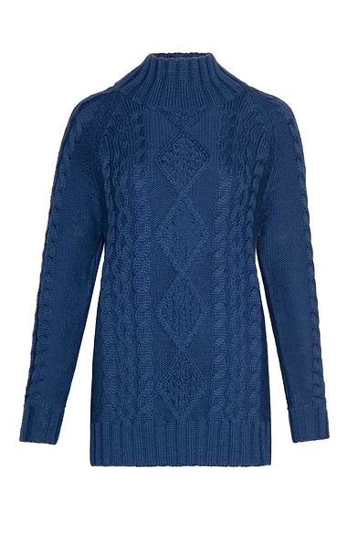 Ladies Aran Funnel Neck