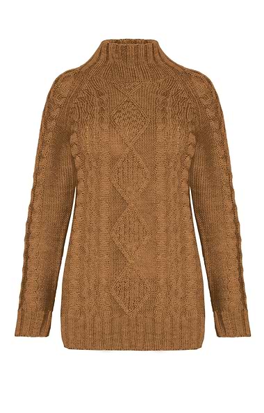 Ladies Aran Funnel Neck