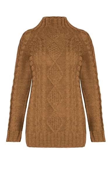 Ladies Aran Funnel Neck