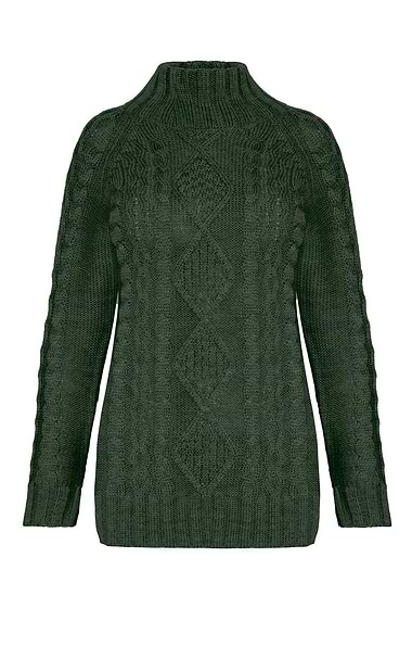 Ladies Aran Funnel Neck