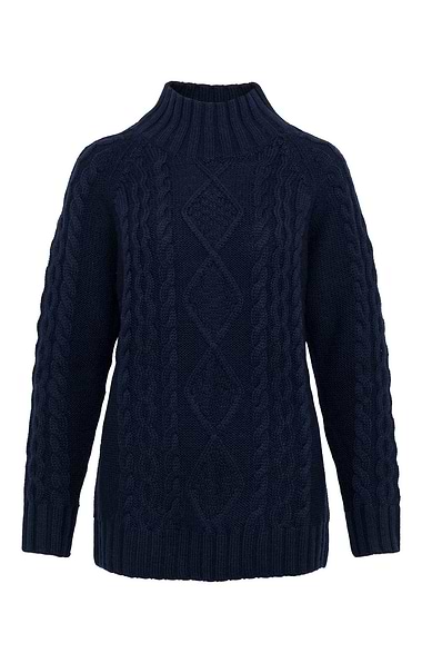 Ladies Aran Funnel Neck