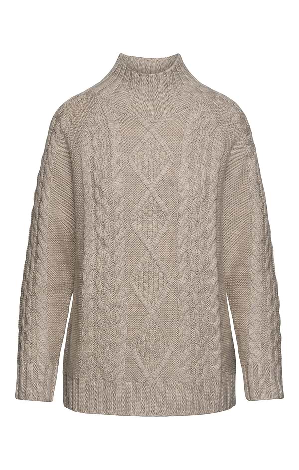 Ladies Aran Funnel Neck