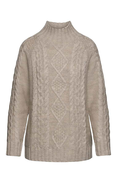 Ladies Aran Funnel Neck