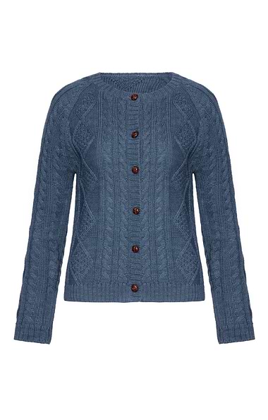Ladies Pure New Wool Aran Cardigan