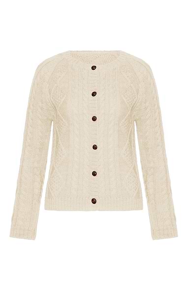 Ladies Pure New Wool Aran Cardigan