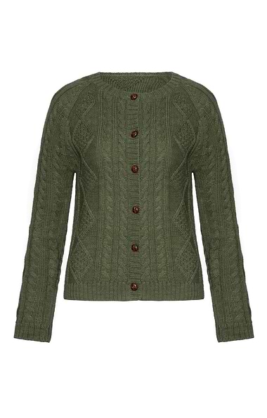 Ladies Pure New Wool Aran Cardigan
