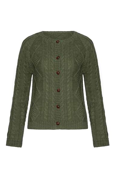 Ladies Pure New Wool Aran Cardigan
