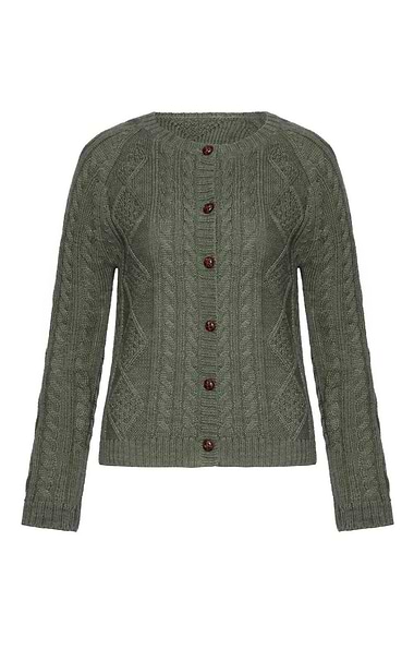 Ladies Pure New Wool Aran Cardigan