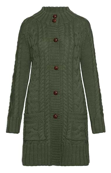 Ladies Pure New Wool Aran Knit Coat
