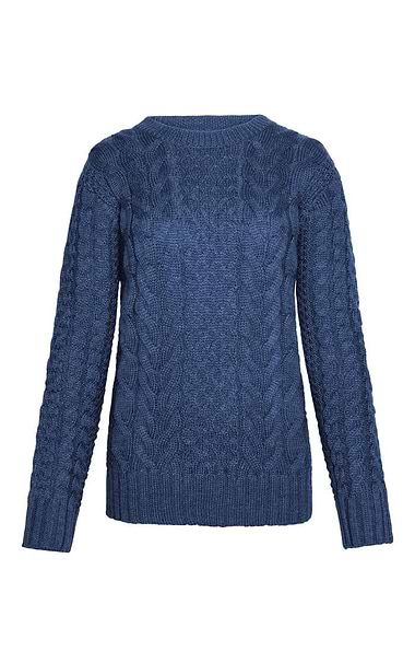 Ladies Aran Crew Neck Jumper