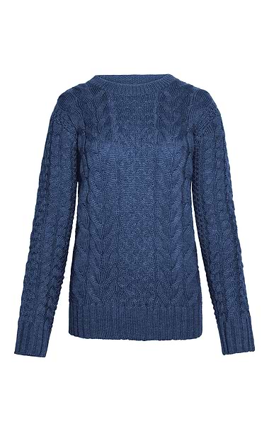 Ladies Aran Crew Neck Jumper