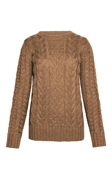 Ladies Aran Crew Neck Jumper