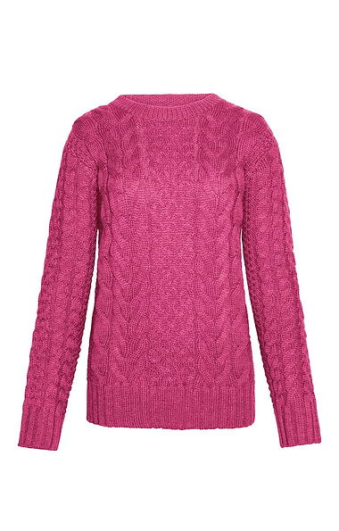 Ladies Aran Crew Neck Jumper