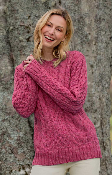 Ladies Aran Crew Neck Jumper