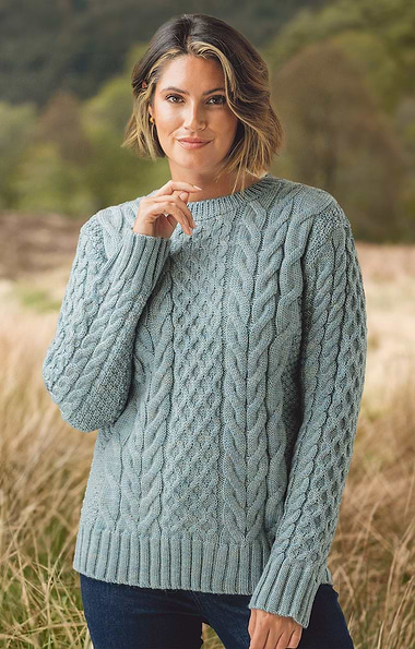 Ladies Aran Crew Neck Jumper