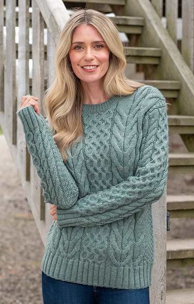 Ladies Aran Crew Neck Jumper