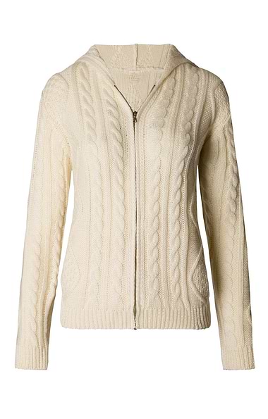 Ladies Aran Cable Knit Hoodie