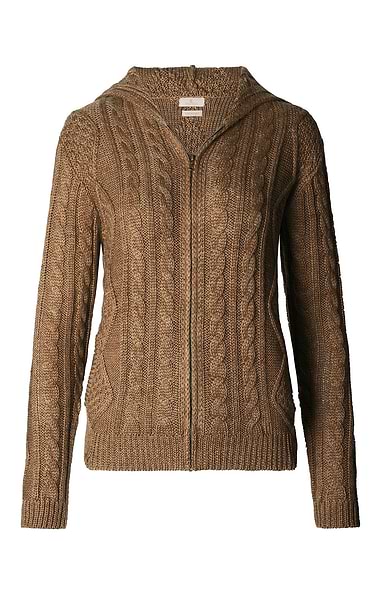 Ladies Aran Cable Knit Hoodie