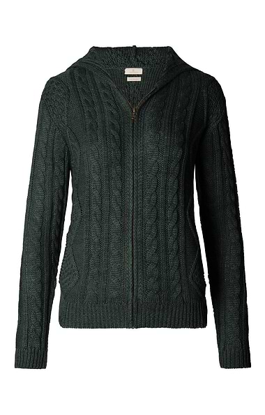 Ladies Aran Cable Knit Hoodie