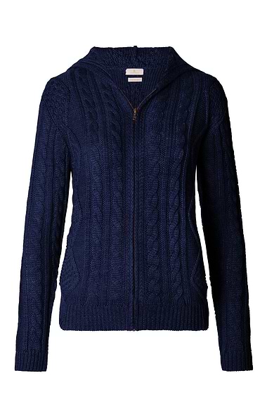 Ladies Aran Cable Knit Hoodie