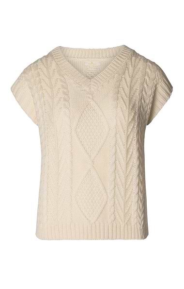 Ladies Pure New Wool Aran Knit Tank Top