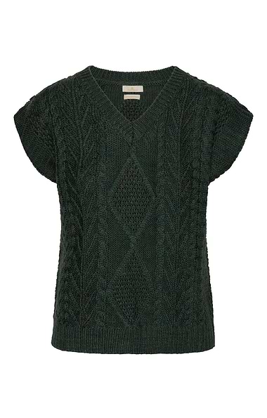 Ladies Pure New Wool Aran Knit Tank Top