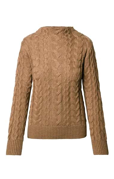 Ladies Pure New Wool Cable Knit Roll Neck Jumper