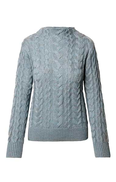 Ladies Pure New Wool Cable Knit Roll Neck Jumper