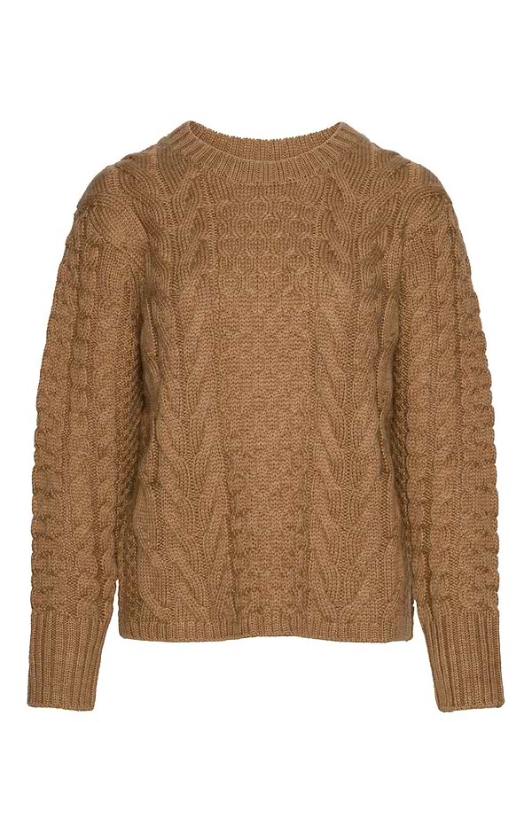 Ladies Pure New Wool Aran Cropped Crew