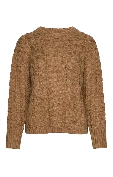 Ladies Pure New Wool Aran Cropped Crew