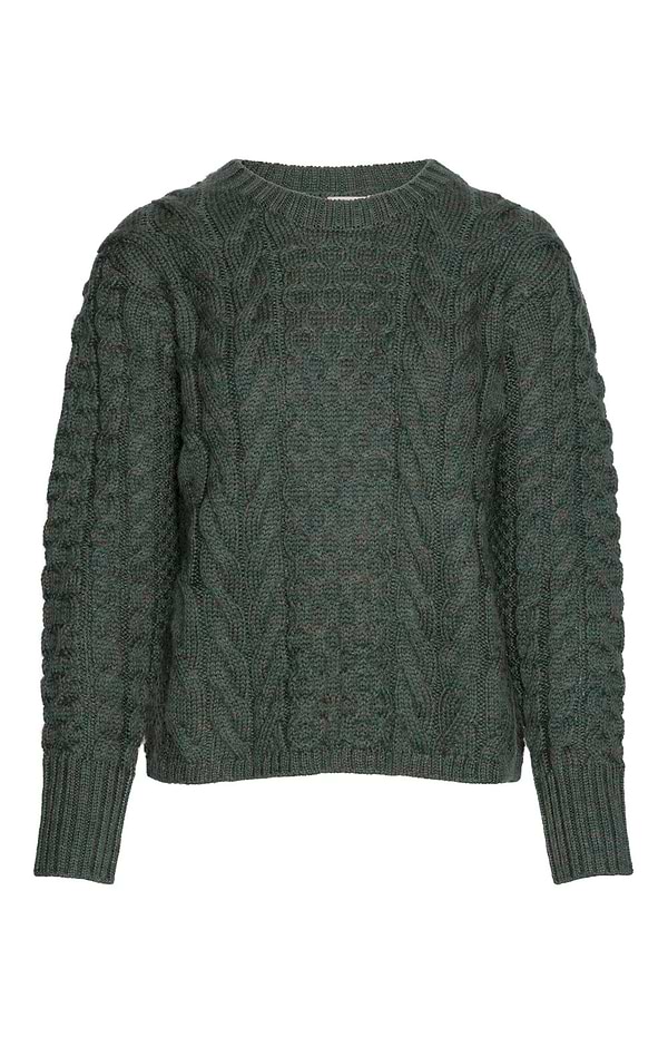 Ladies Pure New Wool Aran Cropped Crew