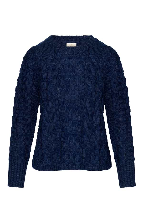 Ladies Pure New Wool Aran Cropped Crew