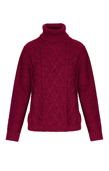 Ladies Pure New Wool Rope Cable Roll Neck