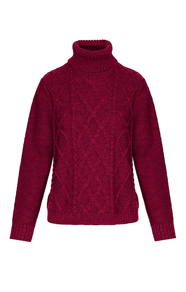 Ladies Pure New Wool Rope Cable Roll Neck