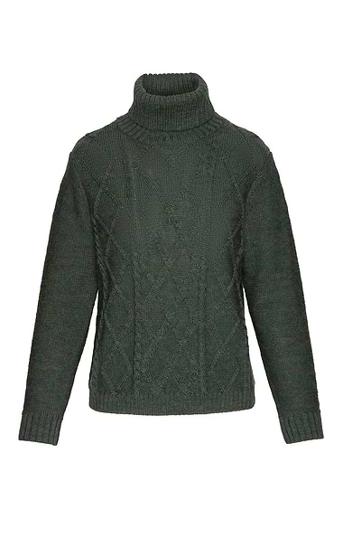 Ladies Pure New Wool Rope Cable Roll Neck