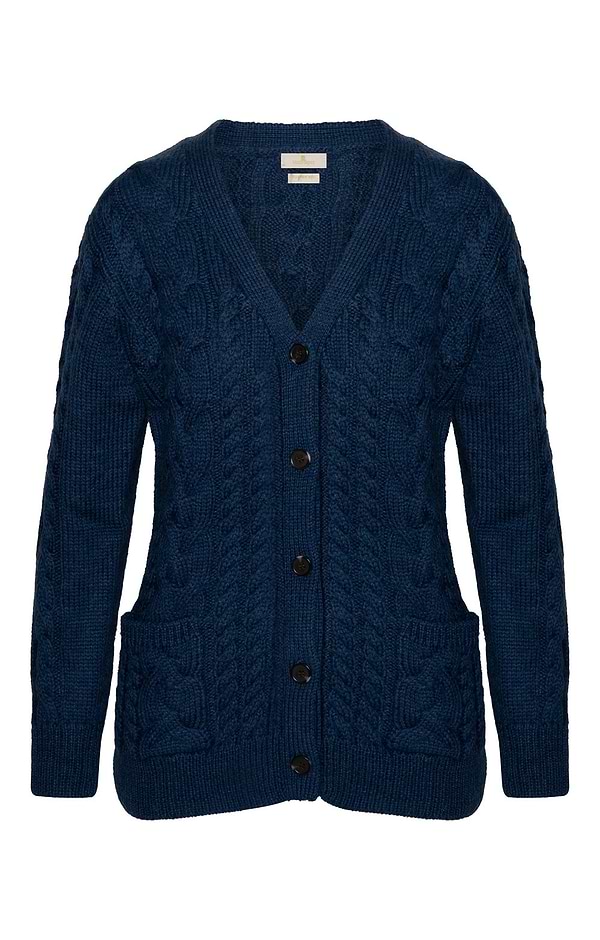 Ladies Aran Cable V-Neck Cardigan