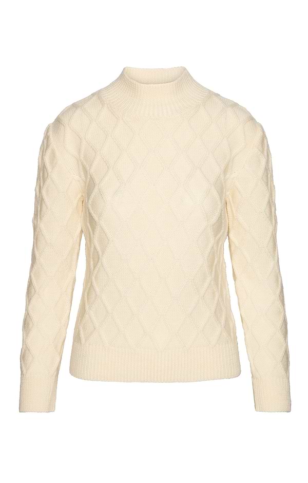 Ladies Aran Trellis Funnel Neck