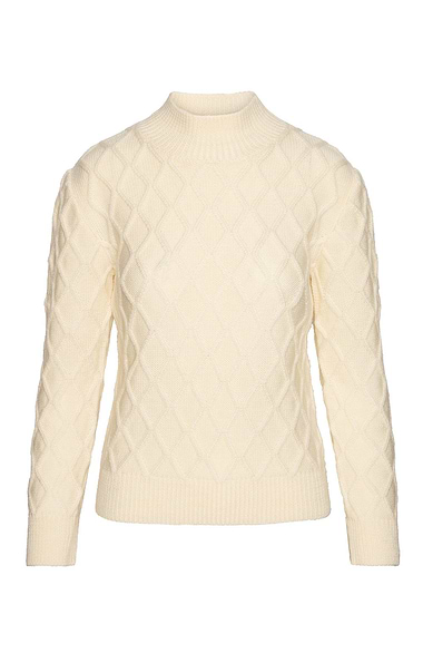 Ladies Aran Trellis Funnel Neck