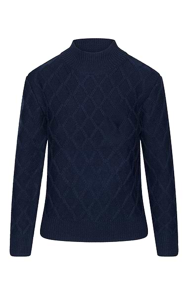 Ladies Aran Trellis Funnel Neck