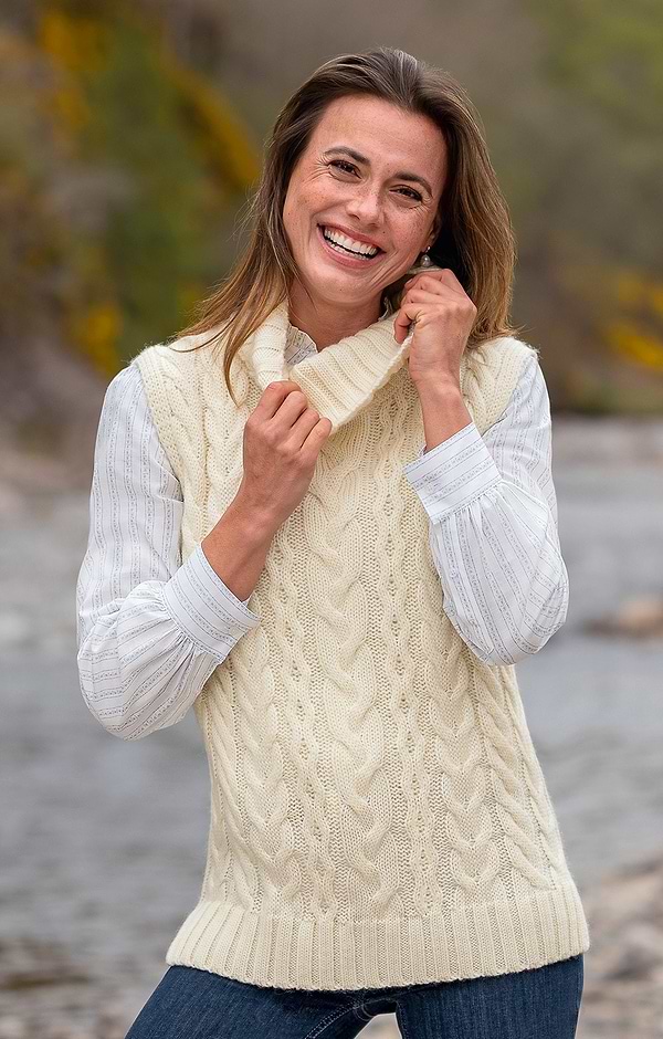 Ladies Aran Cable Slipover