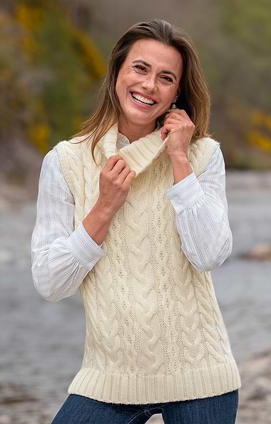 Ladies Aran Cable Slipover