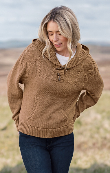 Ladies Pure New Wool Toggle Hoodie