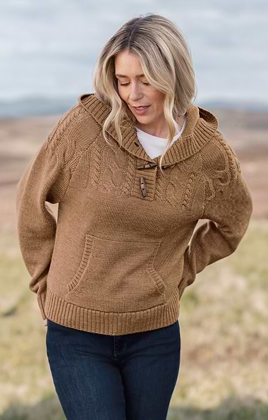 Ladies Pure New Wool Toggle Hoodie