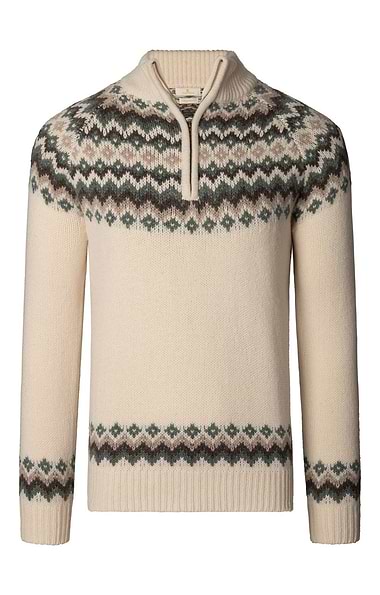 Men's Lambswool Icelandic T-Zip Jumper